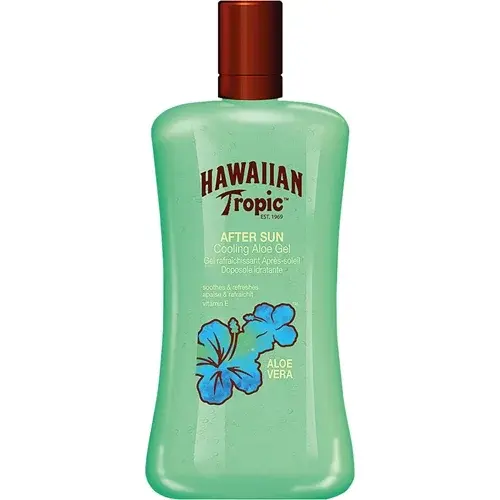 En grön flaska after sun från Hawaiian Tropic
