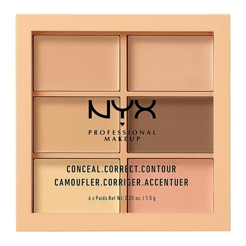 En ljusbrun palette med contour och concealer tillverkad av Nyx