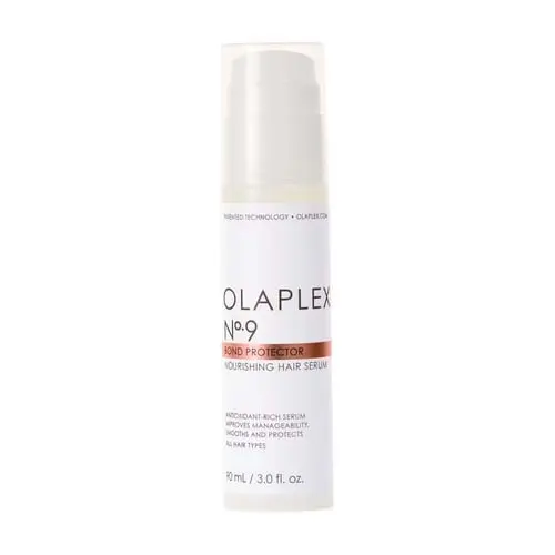 En vit flaska med serum för håret från Olaplex