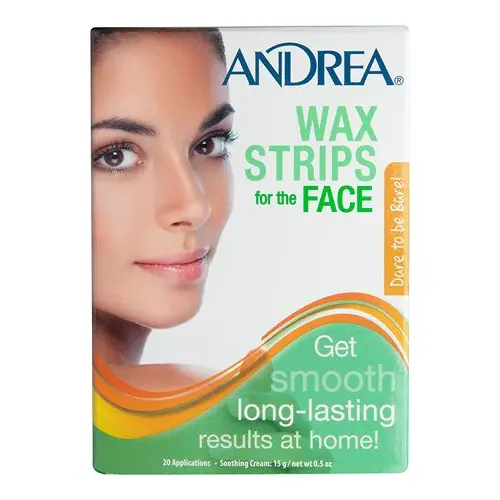 En förpackning med ansikts-wax strips tillverkade av Andrea