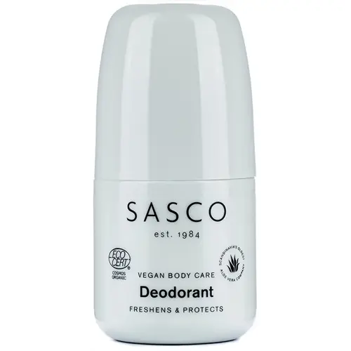 En naturfärgad vegansk roll-on deodorant tillverkad av Sasco