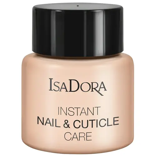 En burk med nagelbandskräm tillverkad av märket "IsaDora" som heter "instant nail cuticle care"