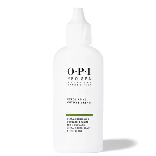 En stor vit flaska exfolierande nagelbandskräm tillverkad av märket "OPI"