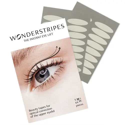 En förpackning med 64 st ögonlockstejpbitar tillverkade av märket "Wonderstripes" som heter "The Instant Eye Lift"