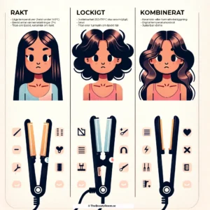 Infografik som visar olika typer av plattänger baserat på hårtextur